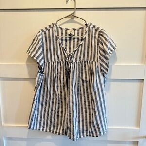 St. John's Bay Grey and White Striped Blouse